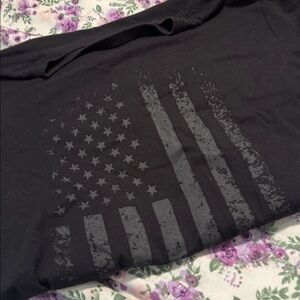 Black Graphic T-Shirt with Flag Design